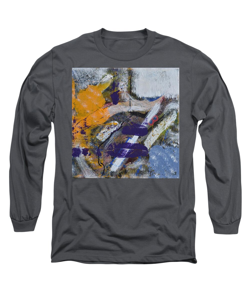 Blue Long Sleeve T-Shirt featuring the painting Series 1 Left Side by Pam O'Mara