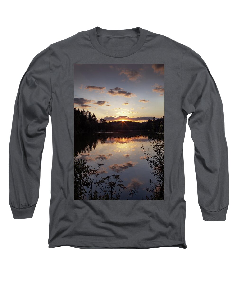 Shearwater Long Sleeve T-Shirt featuring the photograph Shearwater lake, Wiltshire at sunset by Victoria Ashman
