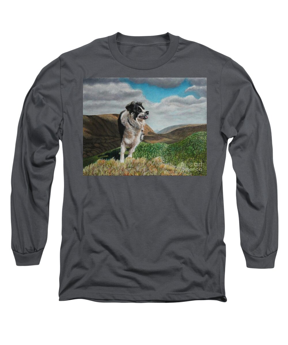 Dog Long Sleeve T-Shirt featuring the painting Shep by Bob Williams