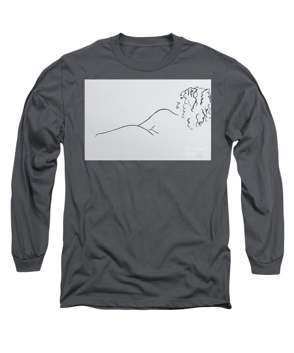Sumi Ink Long Sleeve T-Shirt featuring the drawing Side view by M Bellavia