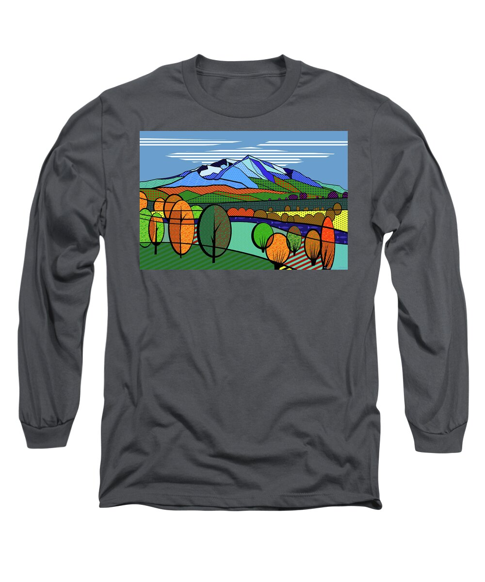 Mount Sopris Long Sleeve T-Shirt featuring the digital art SLAL Mount Sopris by Randall J Henrie