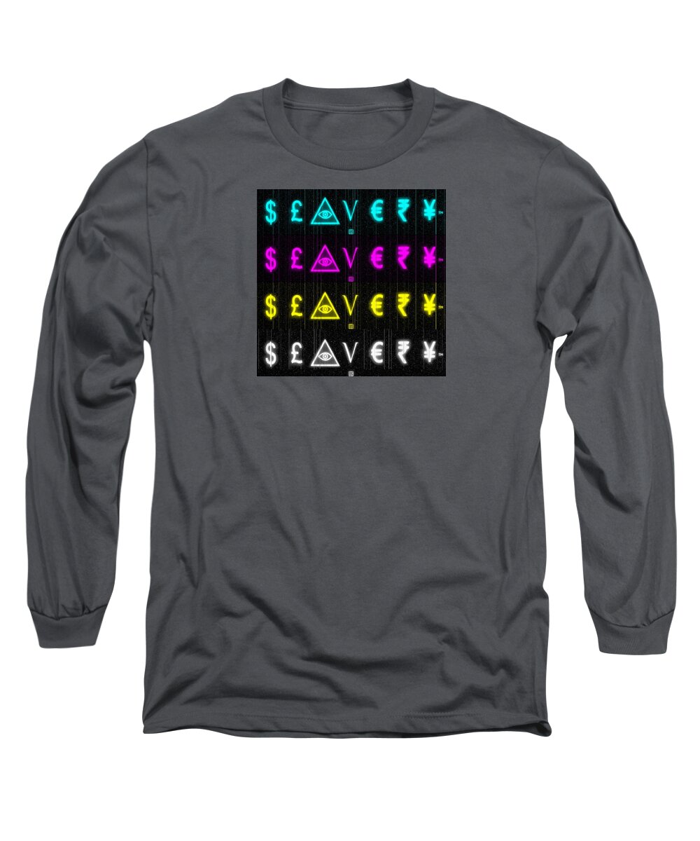 Slavery Long Sleeve T-Shirt featuring the digital art Slavery C M Y K by Wunderle