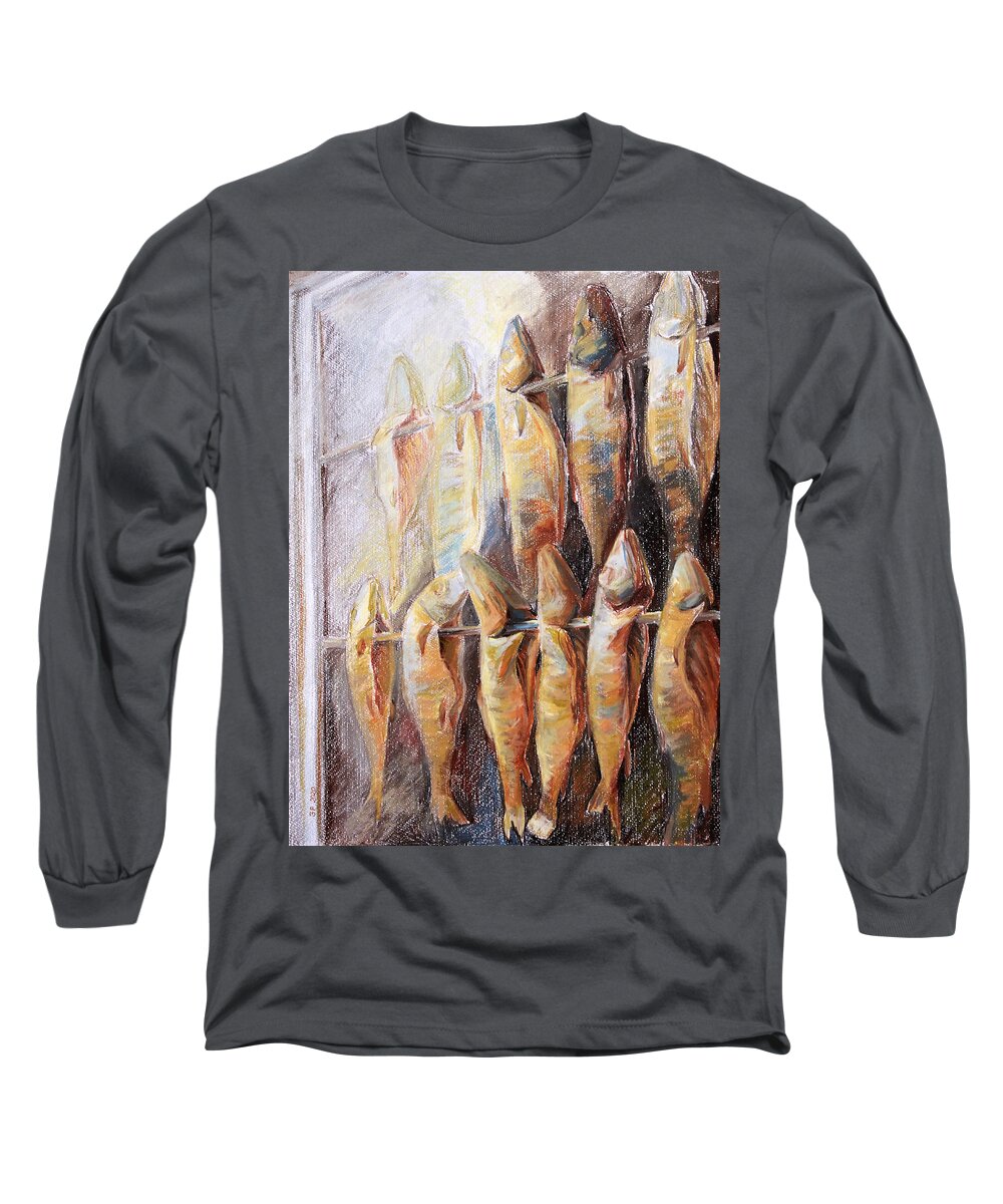 Trap Long Sleeve T-Shirt featuring the pastel Smoked Fish by Barbara Pommerenke