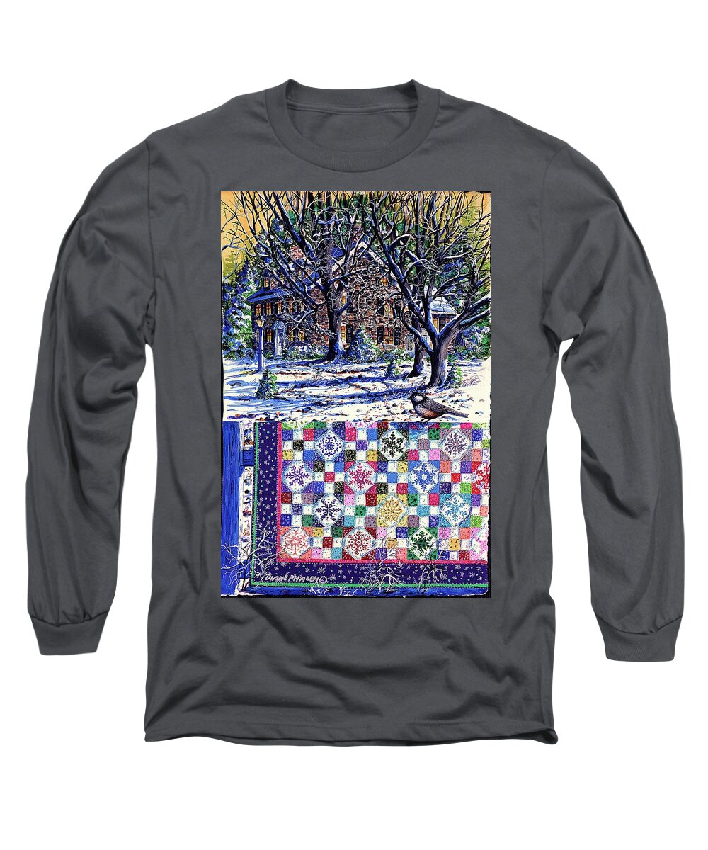 Winter Long Sleeve T-Shirt featuring the painting Snowflakes and Snowballs by Diane Phalen