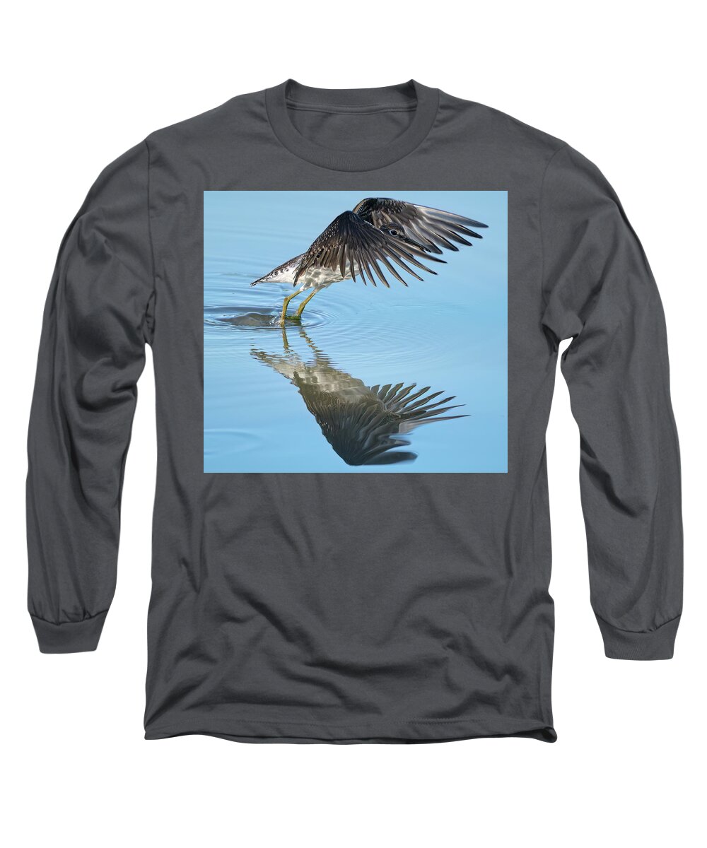 Chevalier Solitaire Long Sleeve T-Shirt featuring the photograph Solitary sandpiper by Carl Marceau
