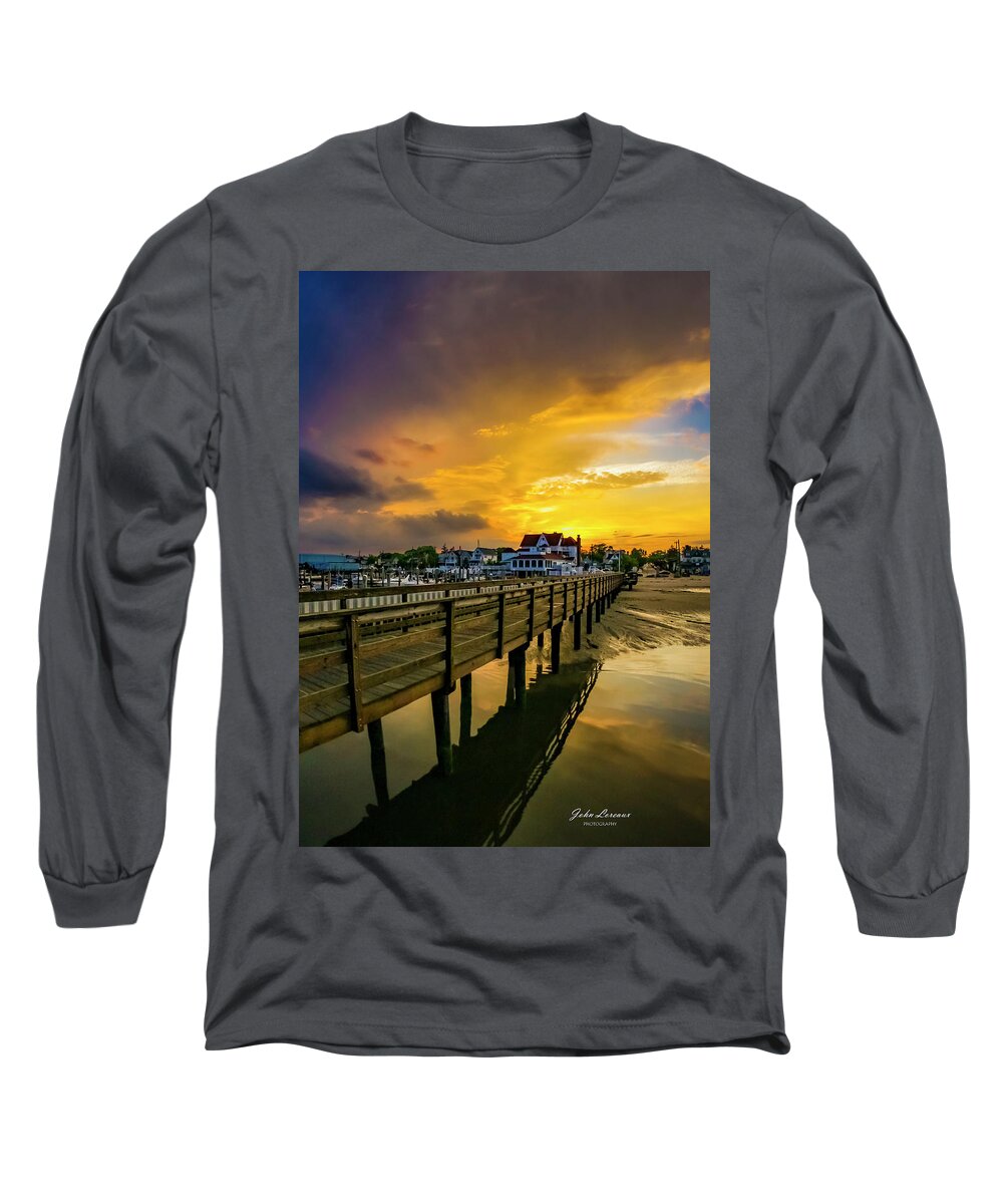 Somers Point Long Sleeve T-Shirt featuring the photograph Somers Point Pier canvas by John Loreaux