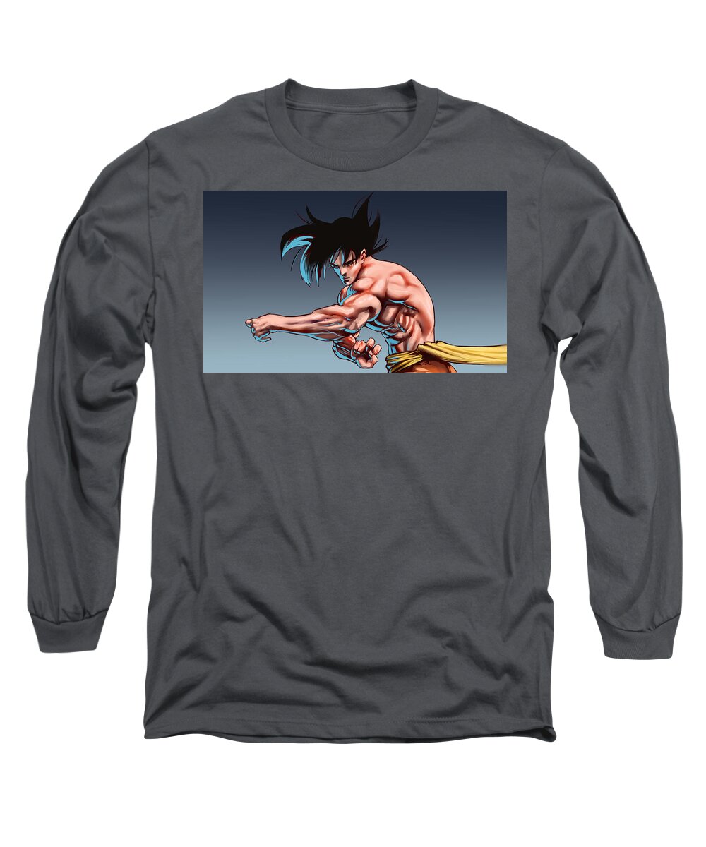 Son Goku Long Sleeve T-Shirt featuring the digital art Son Goku by Darko B