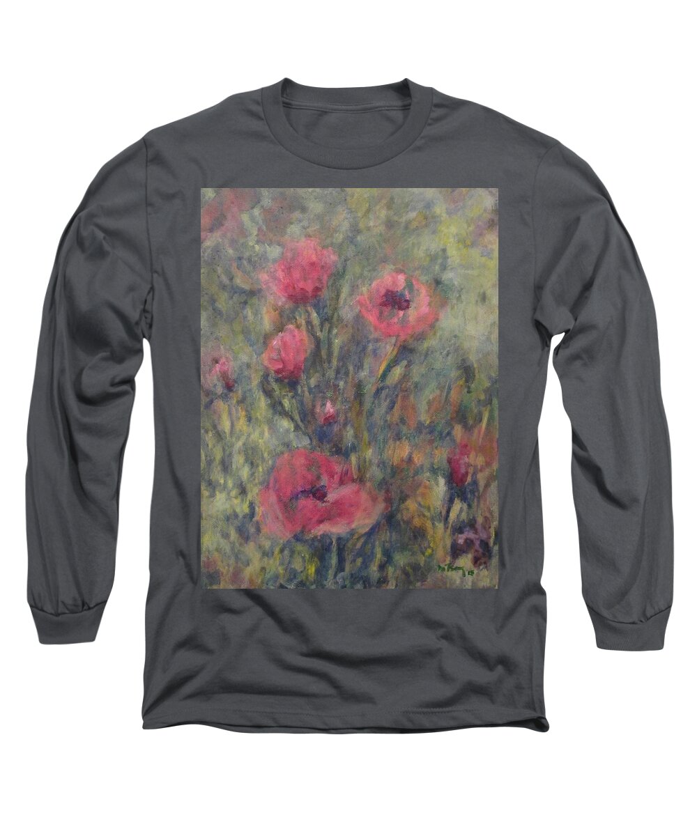 Flowers Long Sleeve T-Shirt featuring the painting Soulful poppies by Milly Tseng