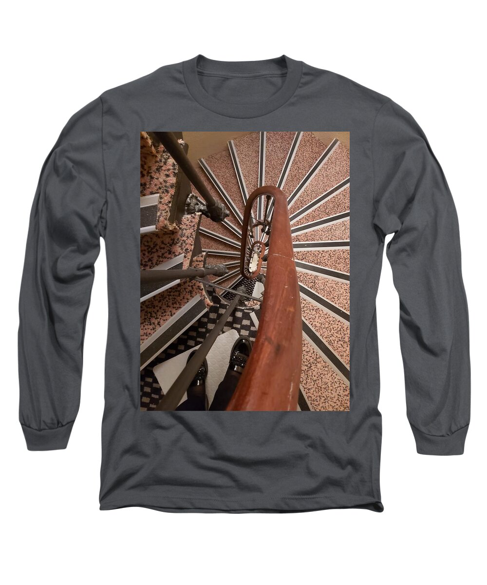 All Long Sleeve T-Shirt featuring the digital art Spiral Staircases Paris KN42 by Art Inspirity