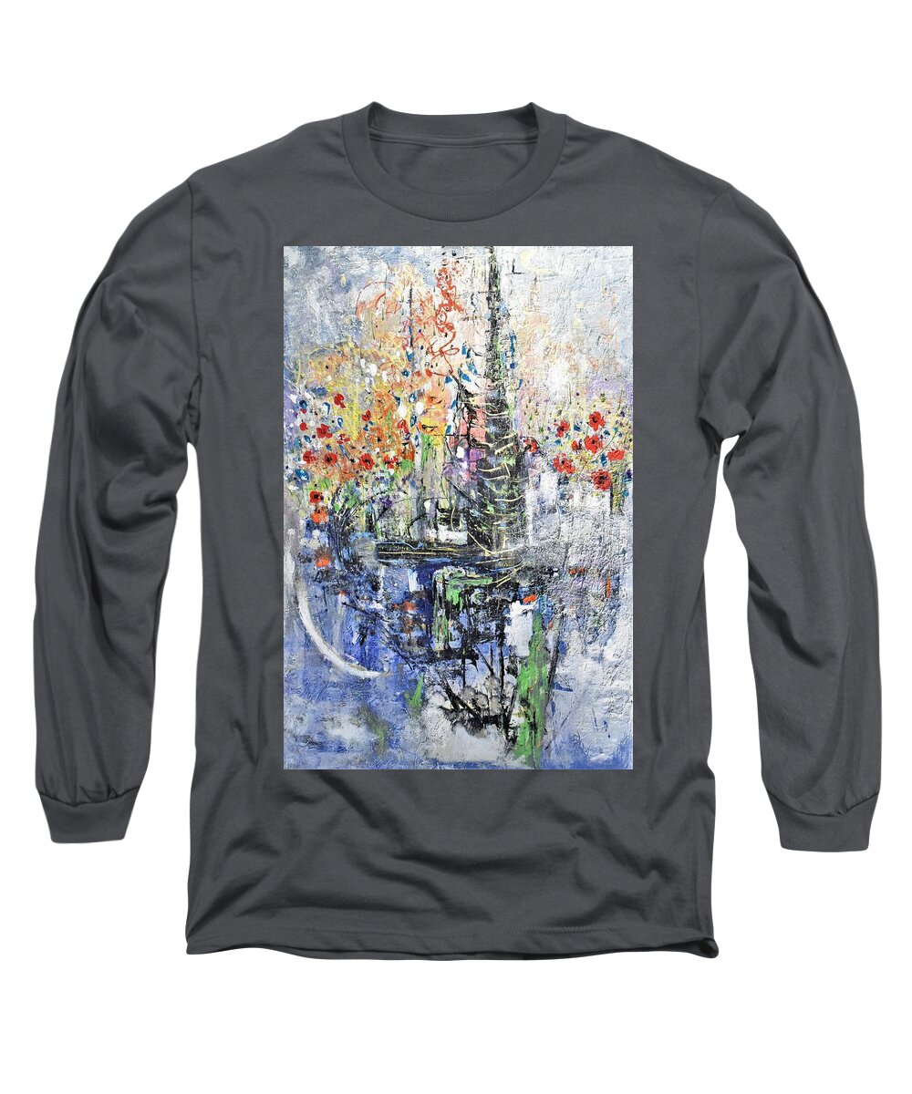 Wild Long Sleeve T-Shirt featuring the painting Spontaneous spring by Evelina Popilian