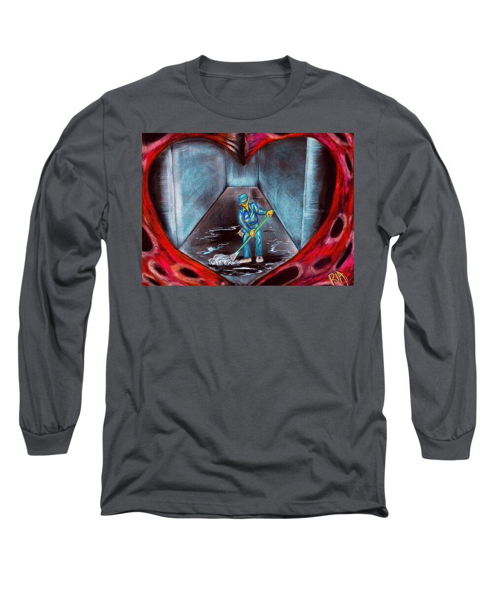 Heart Long Sleeve T-Shirt featuring the painting Spring Cleaning by Artist RiA