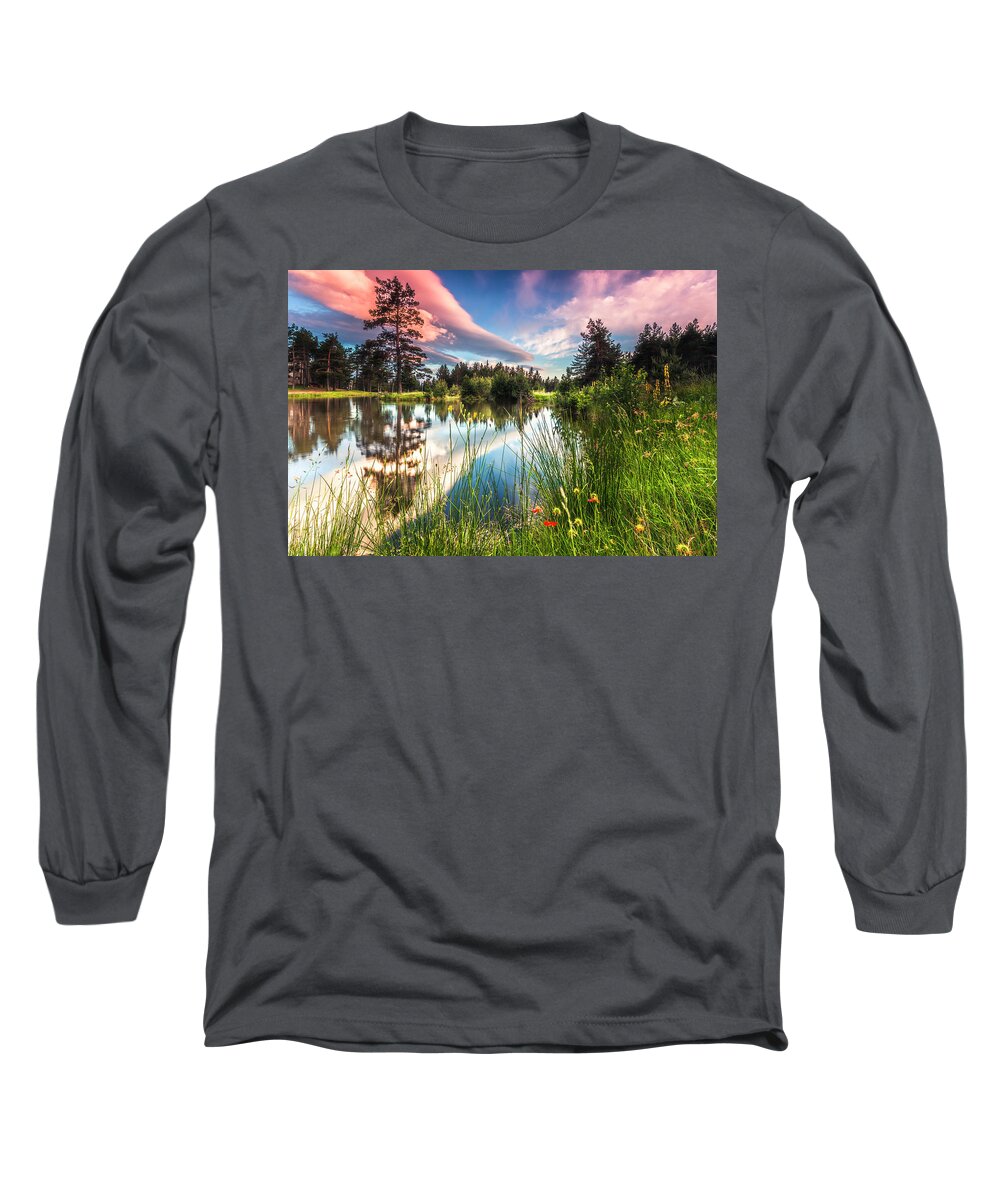 Mountain Long Sleeve T-Shirt featuring the photograph Spring Lake by Evgeni Dinev