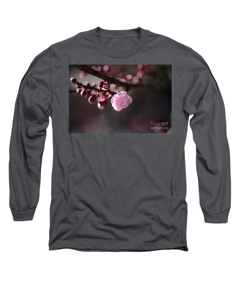 Floral Long Sleeve T-Shirt featuring the photograph Spring Pink Blossom by Joy Watson