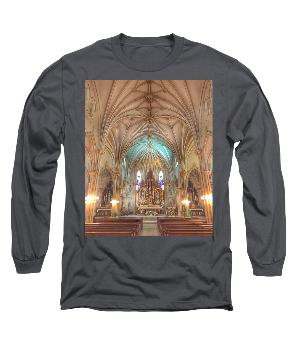 Architecture Long Sleeve T-Shirt featuring the photograph St. Edwards Church by Michael Dean Shelton