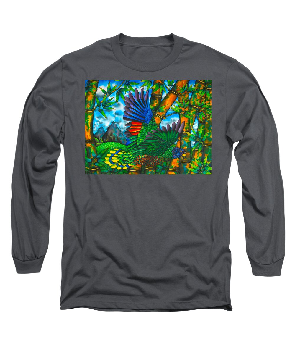 Bird Long Sleeve T-Shirt featuring the painting St. Lucia Parrot by Daniel Jean-Baptiste