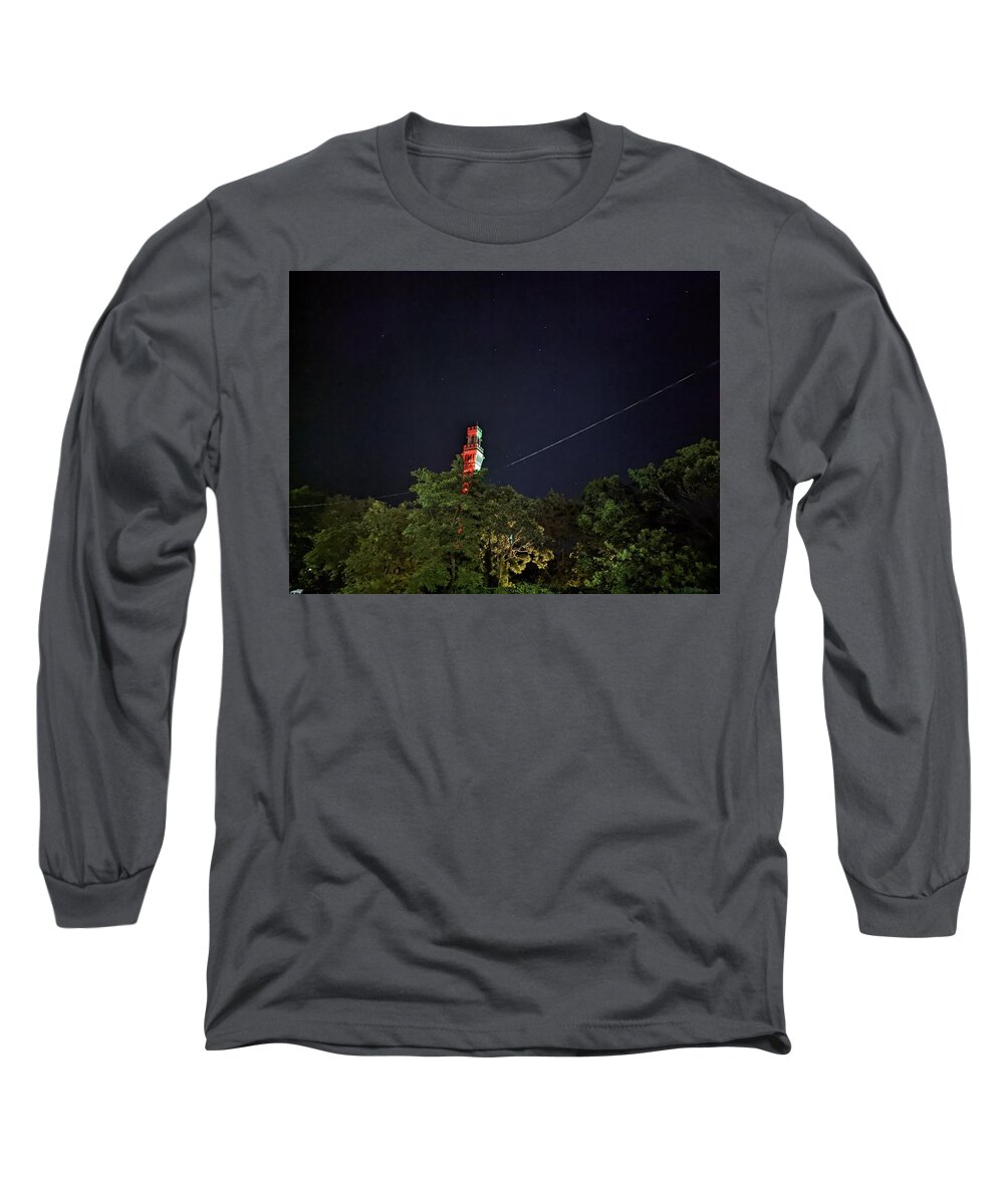 Stars Long Sleeve T-Shirt featuring the photograph Starry Night Over Pilgrim Monument by Annalisa Rivera-Franz