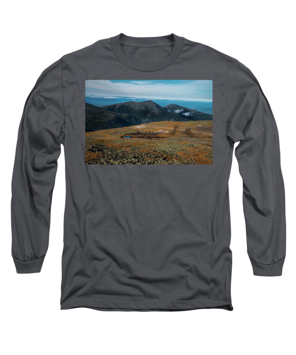 Steam Engine Long Sleeve T-Shirt featuring the photograph Steam Engine on Mt. Washington by Regina Muscarella