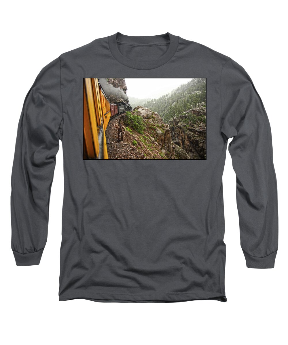 Landscape Long Sleeve T-Shirt featuring the photograph Steam Engine Train by WonderlustPictures By Tommaso Boddi