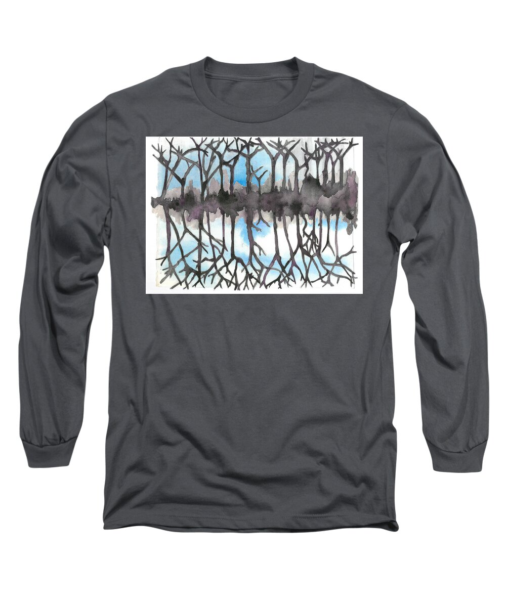 Collage Long Sleeve T-Shirt featuring the painting Stillness by Patricia Arroyo