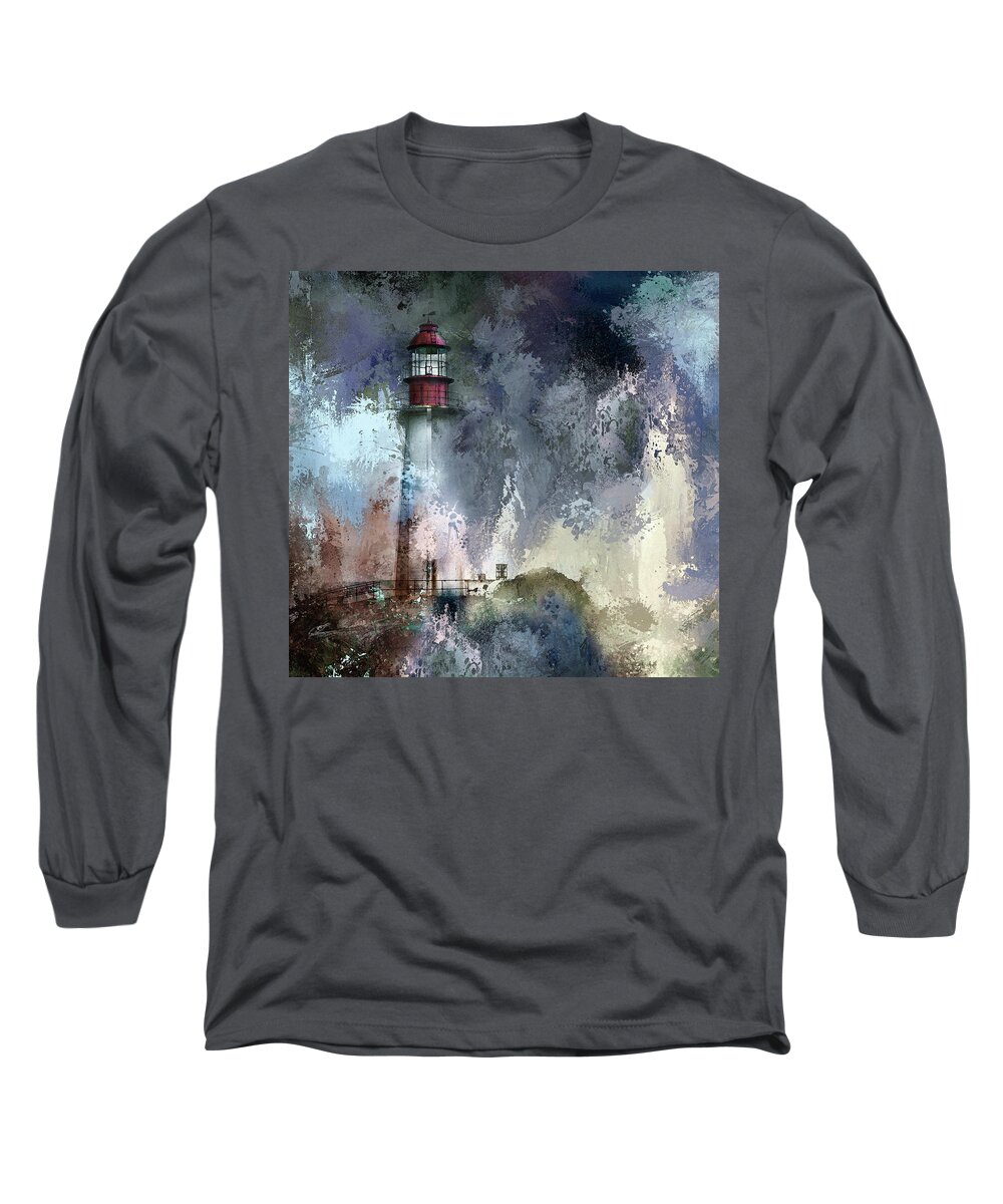 Lighthouse Long Sleeve T-Shirt featuring the photograph Storm At Point Atkinson Lighthouse by Theresa Tahara