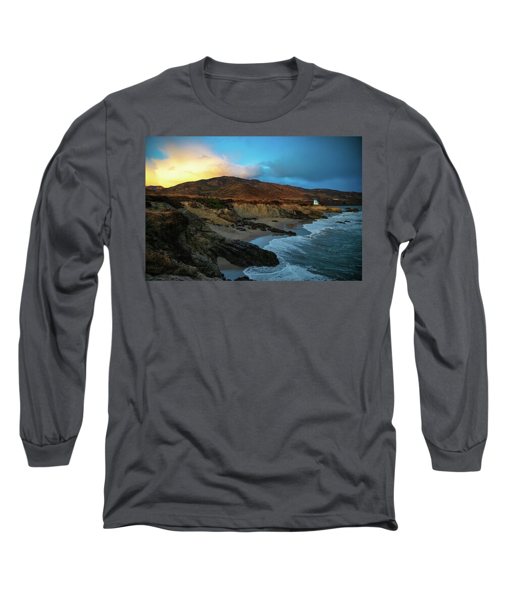 Leo Carrillo State Beach Long Sleeve T-Shirt featuring the photograph Stormy Skies Over Rocky Coastline by Matthew DeGrushe