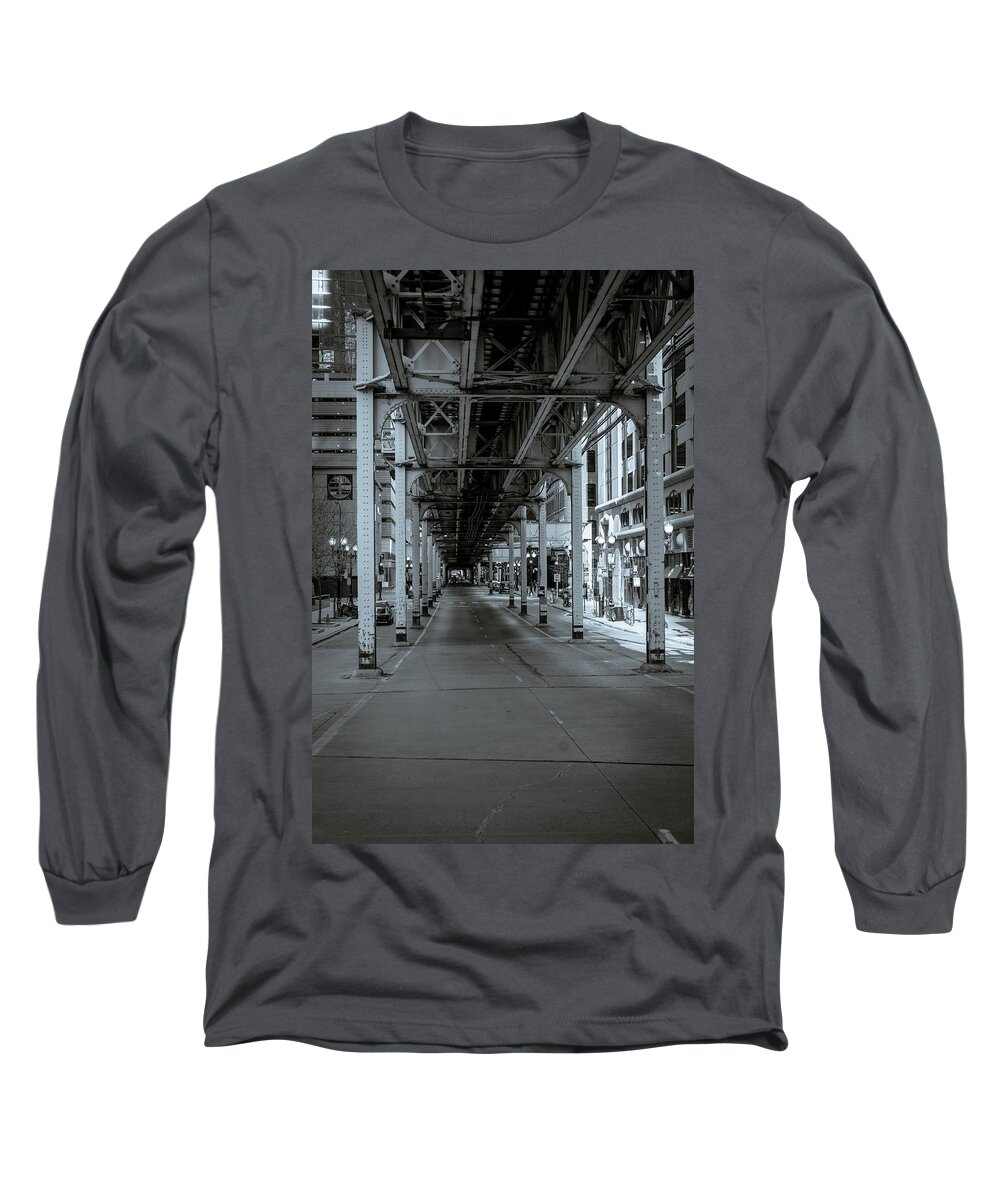 Bridge Long Sleeve T-Shirt featuring the photograph Streets of Chicago by Miguel Winterpacht