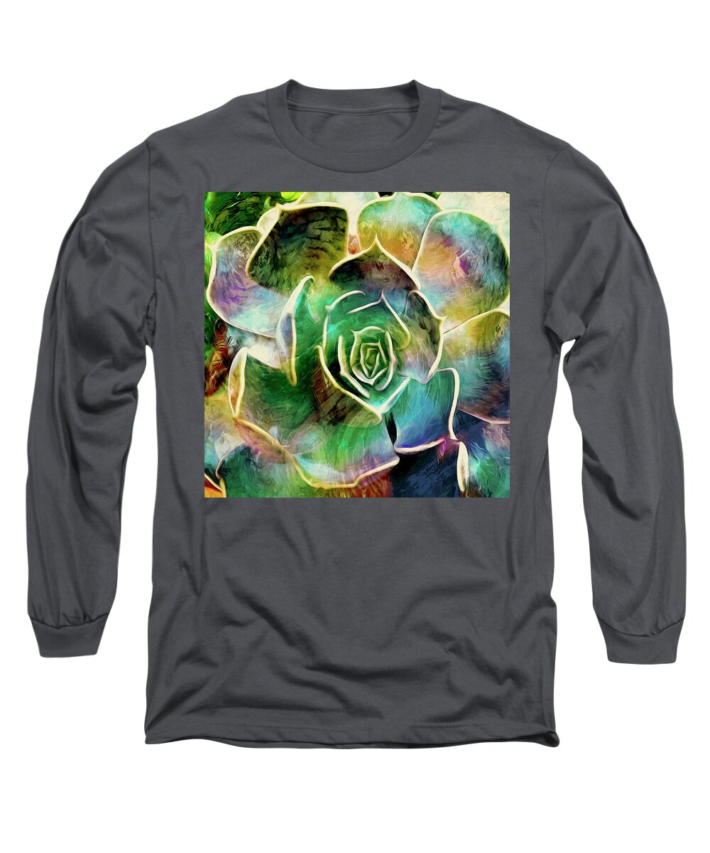  Long Sleeve T-Shirt featuring the digital art Succulant by Cindy Greenstein