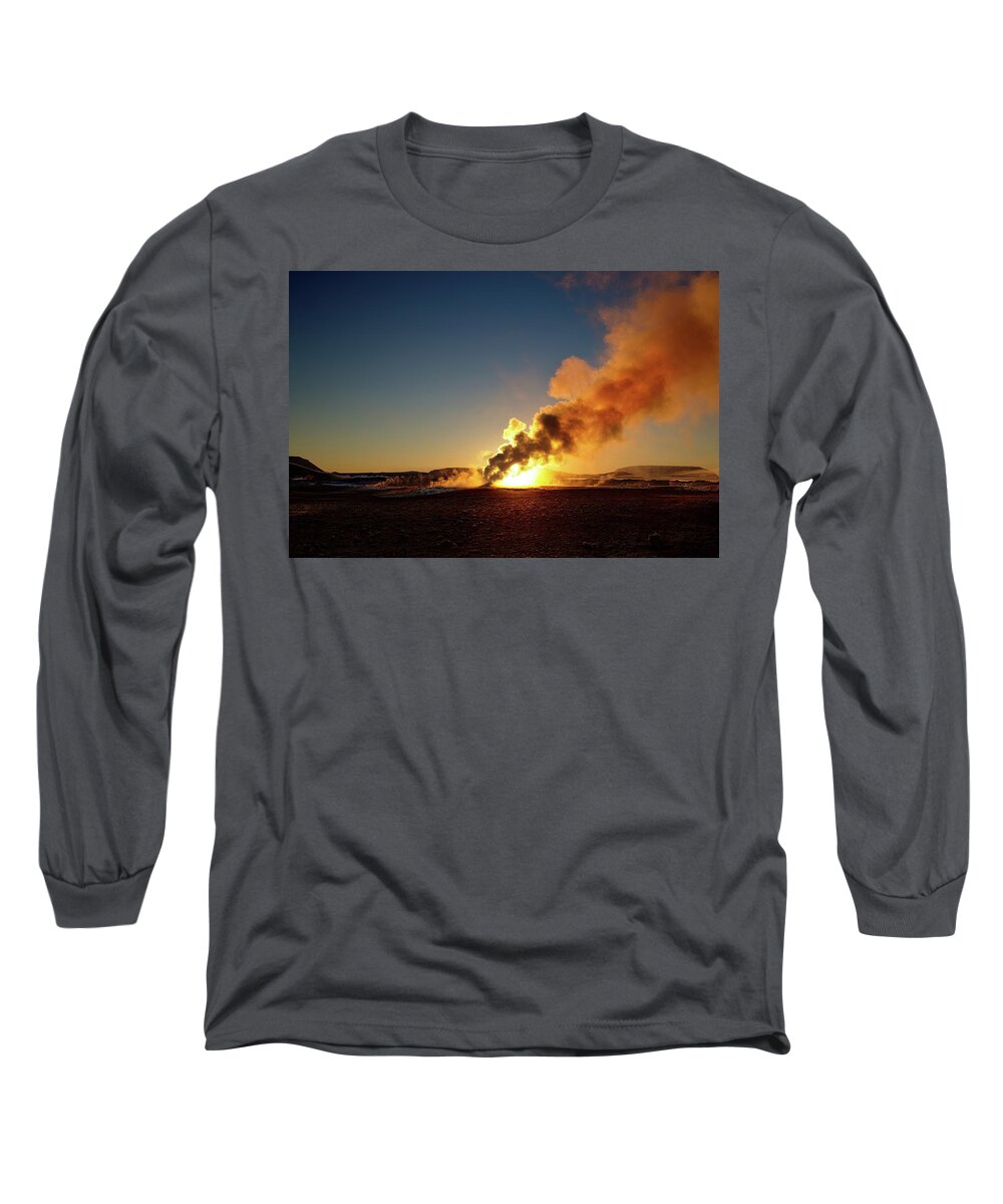 Iceland Long Sleeve T-Shirt featuring the photograph Sulfur dawn by Christopher Mathews