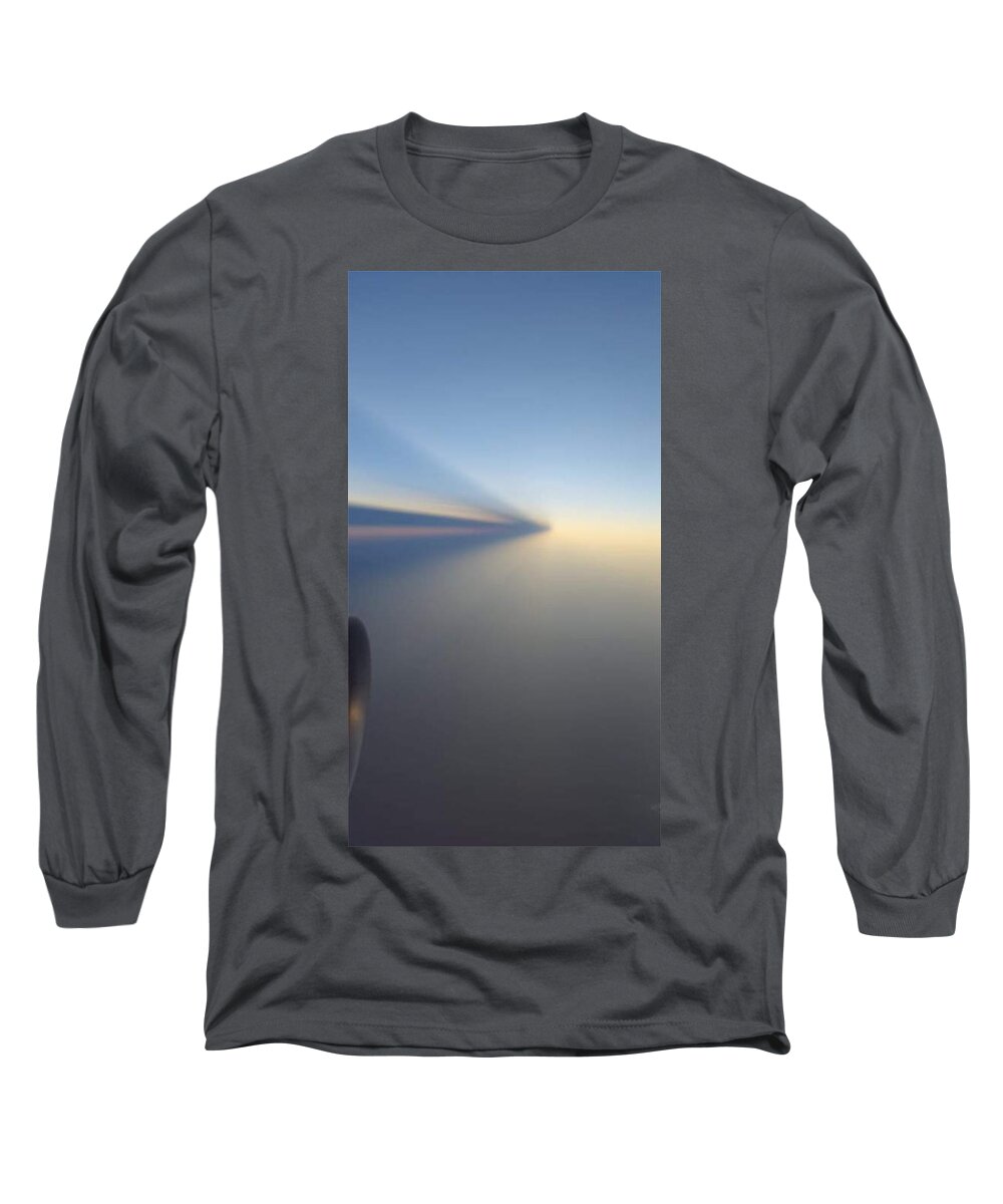 All Long Sleeve T-Shirt featuring the digital art Sun Rays from a Plane 1 KN43 by Art Inspirity
