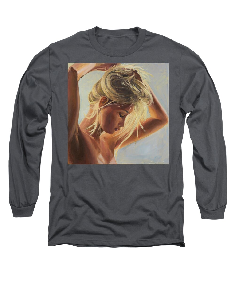 Girl Long Sleeve T-Shirt featuring the painting Sunny by Marco Busoni
