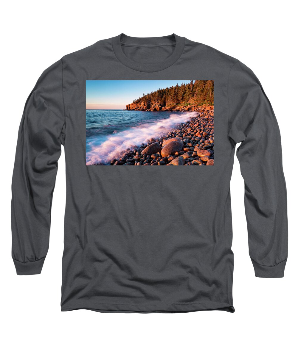 Acadia Long Sleeve T-Shirt featuring the photograph Sunrise at Boulder Beach by Jeff Sinon
