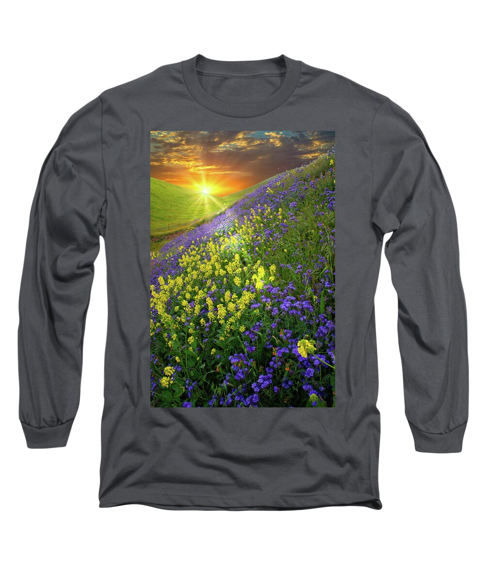 Superbloom Long Sleeve T-Shirt featuring the photograph Sunrise Over the Temblors by Lynn Bauer