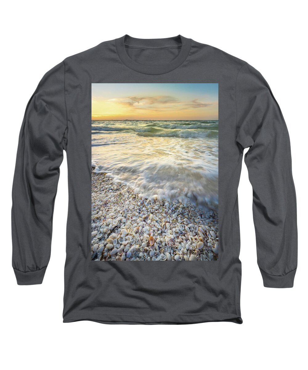 Seashells Long Sleeve T-Shirt featuring the photograph Sunrise With Seashells by Jordan Hill