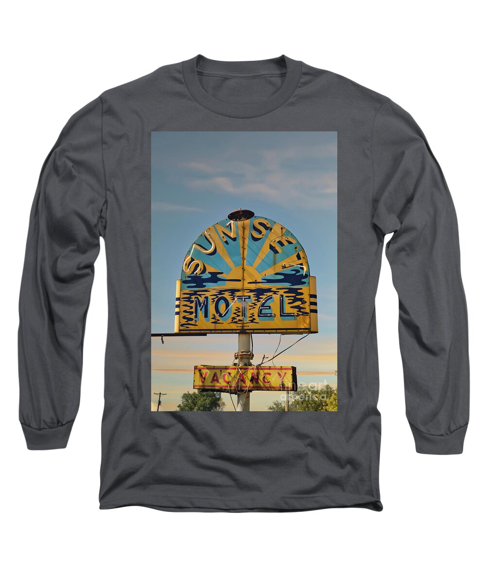 Sunset Long Sleeve T-Shirt featuring the photograph Sunset at Sunset Motel by Andrea Smith