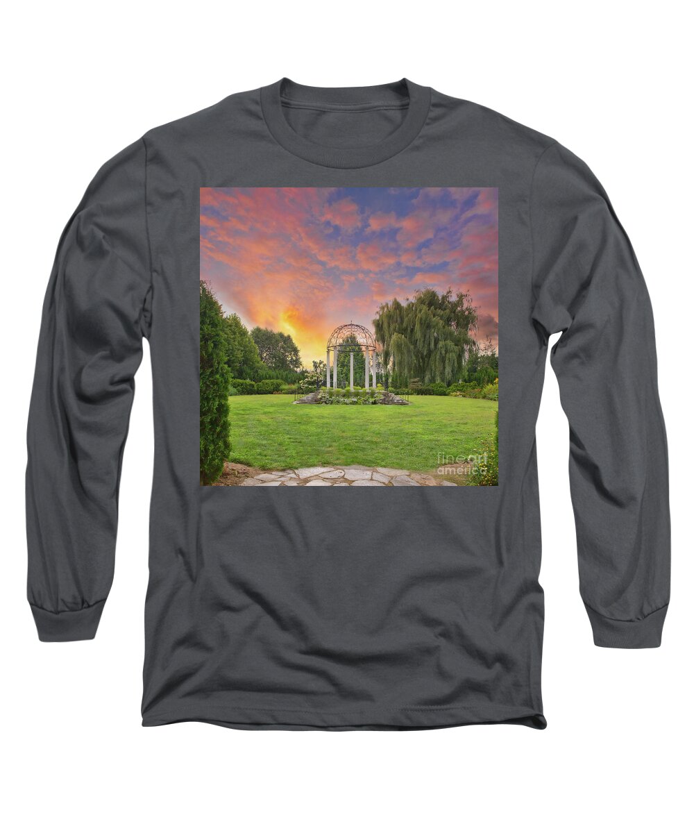 August Garden Long Sleeve T-Shirt featuring the photograph Sunset at the Temple of Love by Marilyn Cornwell