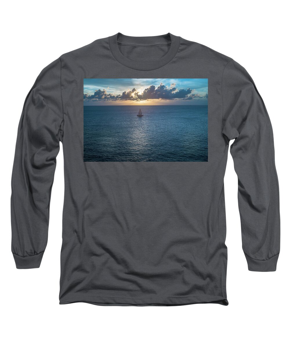 Sunset Long Sleeve T-Shirt featuring the photograph Sunset Finale Grand Cayman by Blair Damson