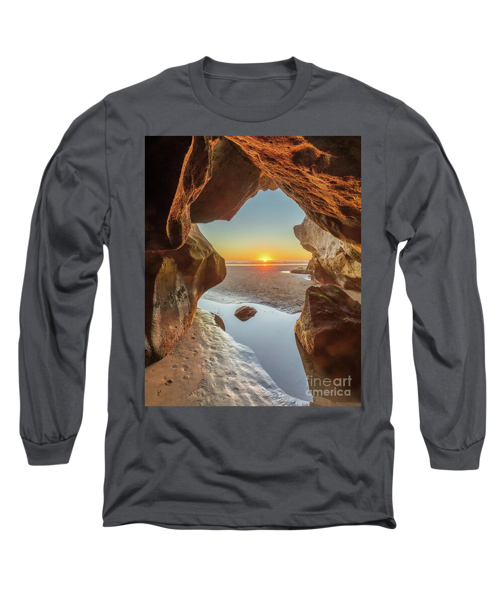Pismo Long Sleeve T-Shirt featuring the photograph Sunset From the Sea Cave Vertical Format by Mimi Ditchie