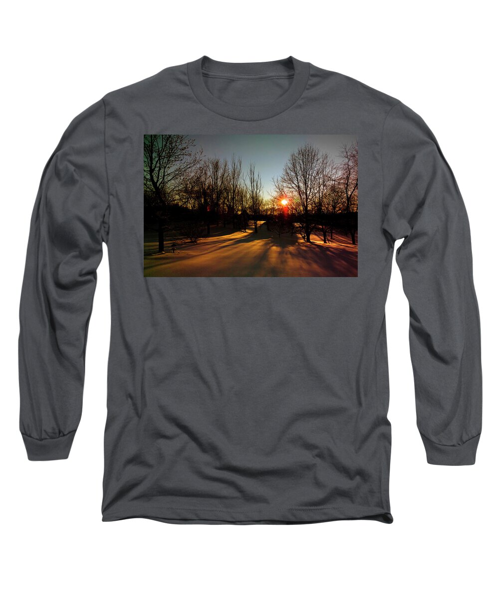 Sunset In Snow Long Sleeve T-Shirt featuring the photograph Sunset in Snow by Greg Reed