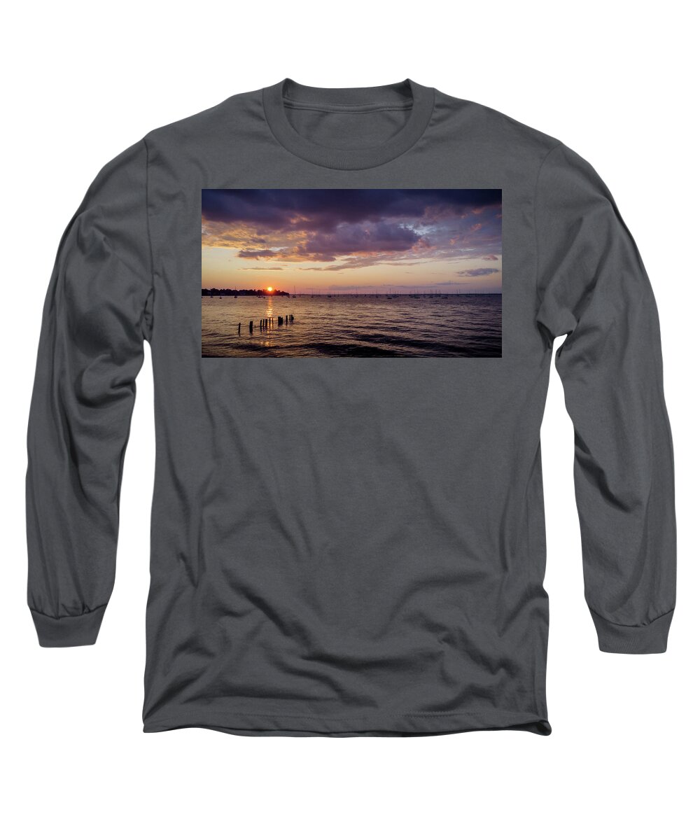 Nj Shore Photography Long Sleeve T-Shirt featuring the photograph Sunset - Keyport, NJ by Steve Stanger