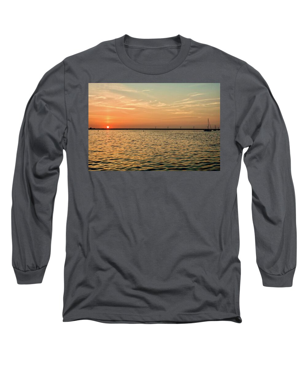 Sunset Long Sleeve T-Shirt featuring the photograph Sunset On The Water by Marjolein Van Middelkoop
