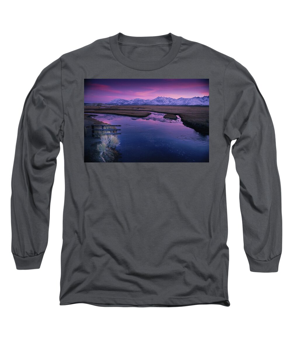 Quiet Long Sleeve T-Shirt featuring the photograph Serene Afterglow of Winter Sunset by Bonnie Colgan