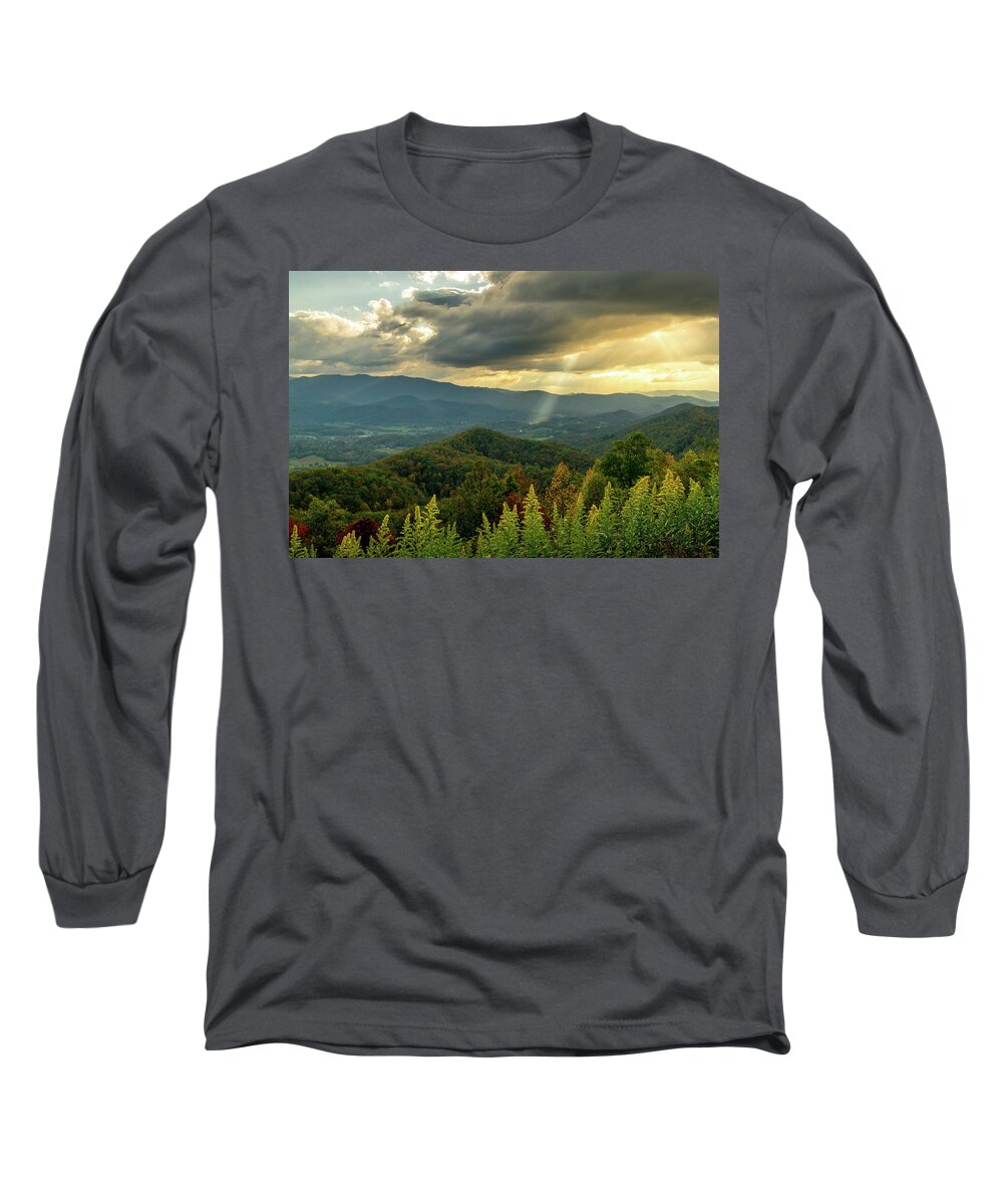 Foothills Parkway Long Sleeve T-Shirt featuring the photograph Sunset over the Valley by Darrell DeRosia