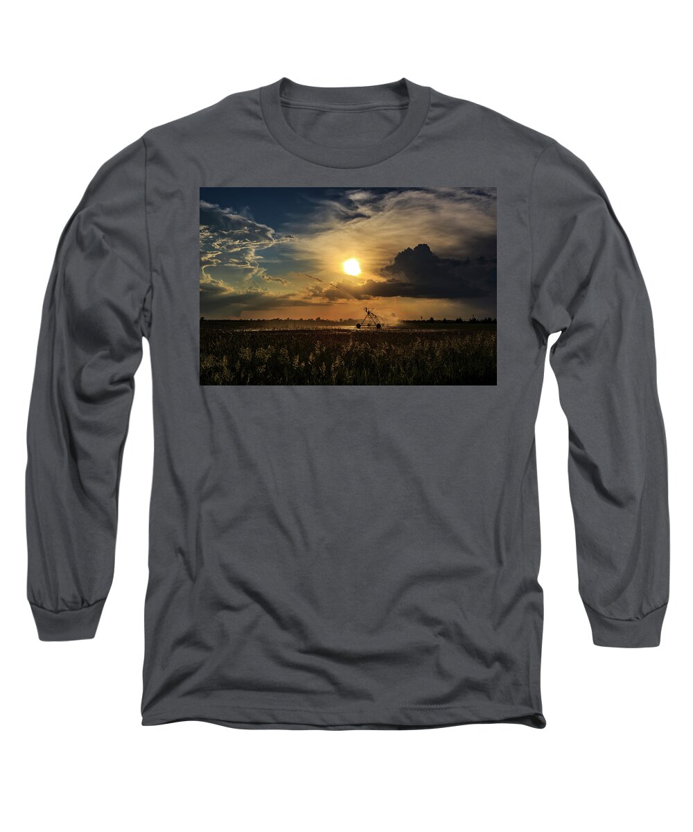 Sunset Long Sleeve T-Shirt featuring the photograph Sunset on Golden Sands by Neal Nealis