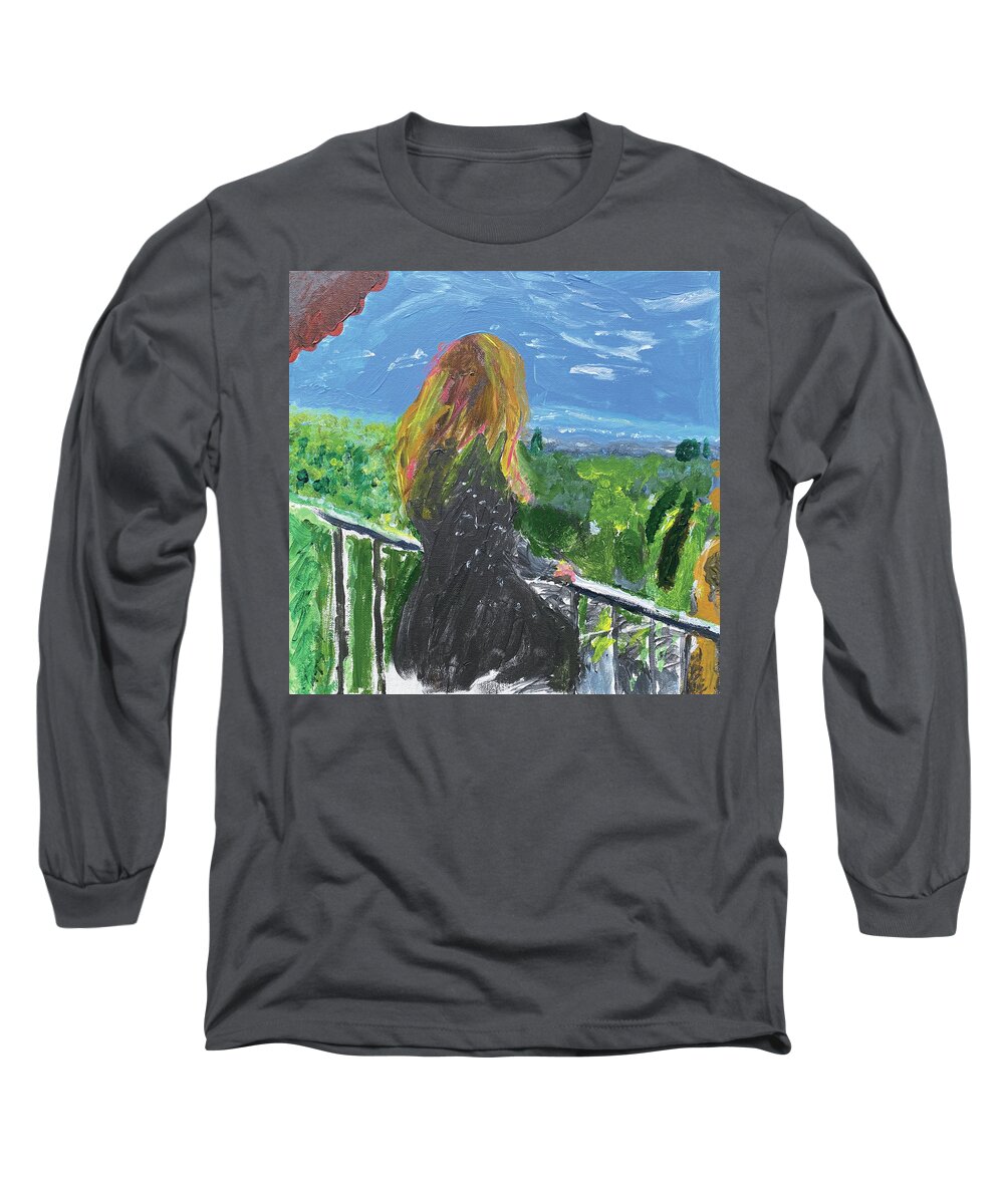 Spain Long Sleeve T-Shirt featuring the painting Suzi in Ronda by David Feder