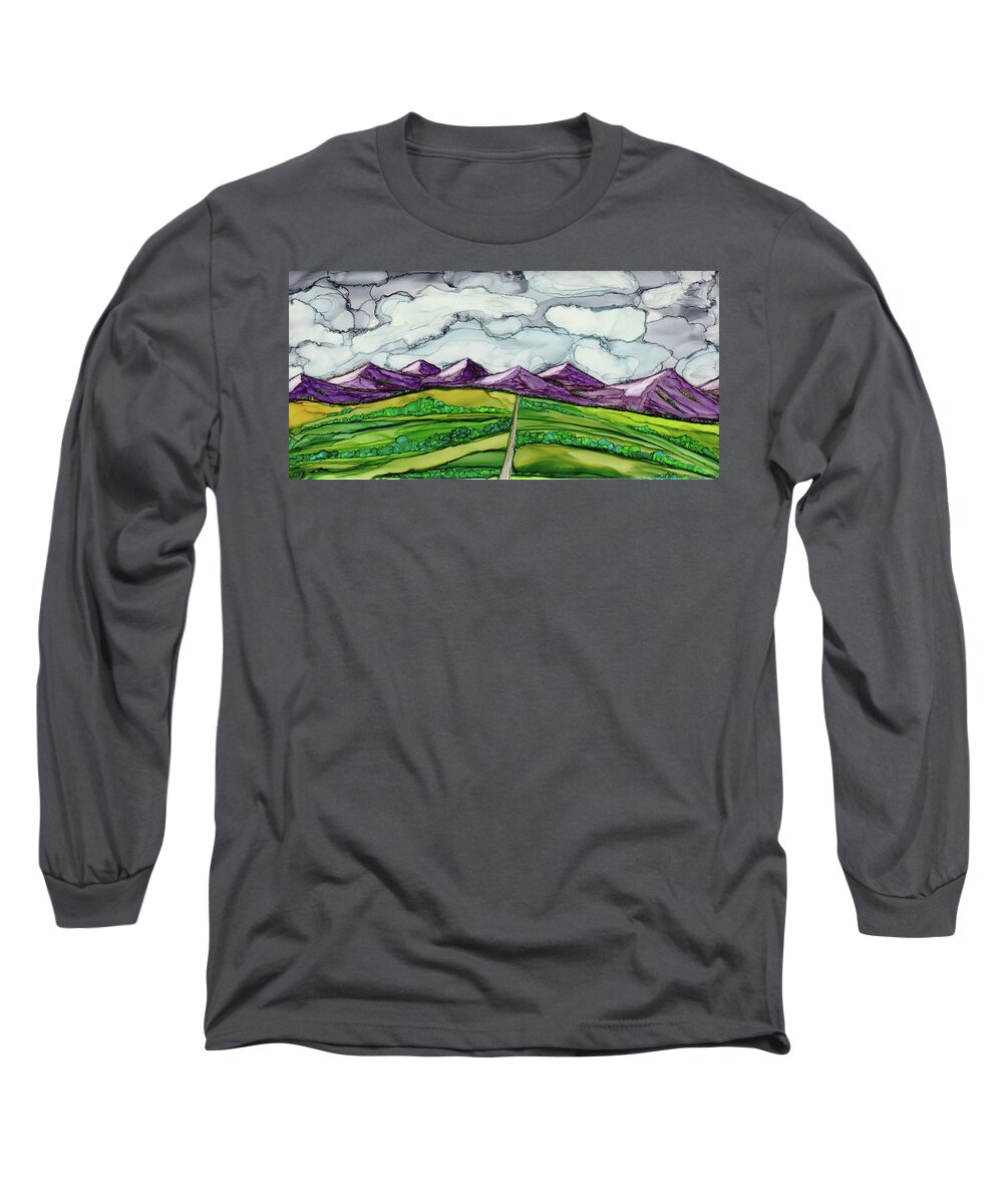 Dreamscape Long Sleeve T-Shirt featuring the painting Take Me To The Mountains by Winona's Sunshyne