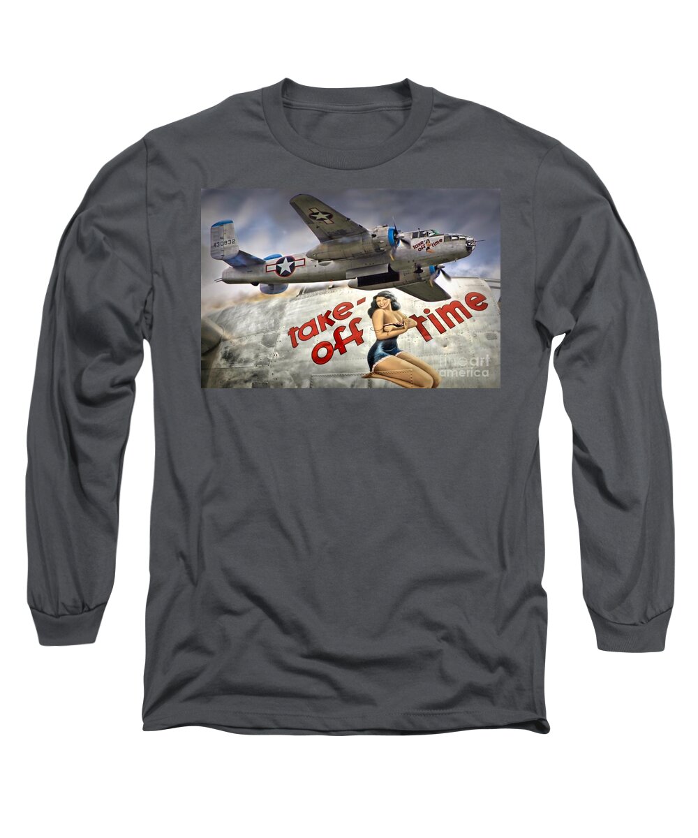 Plane Long Sleeve T-Shirt featuring the photograph Take Off Time by DJ Florek