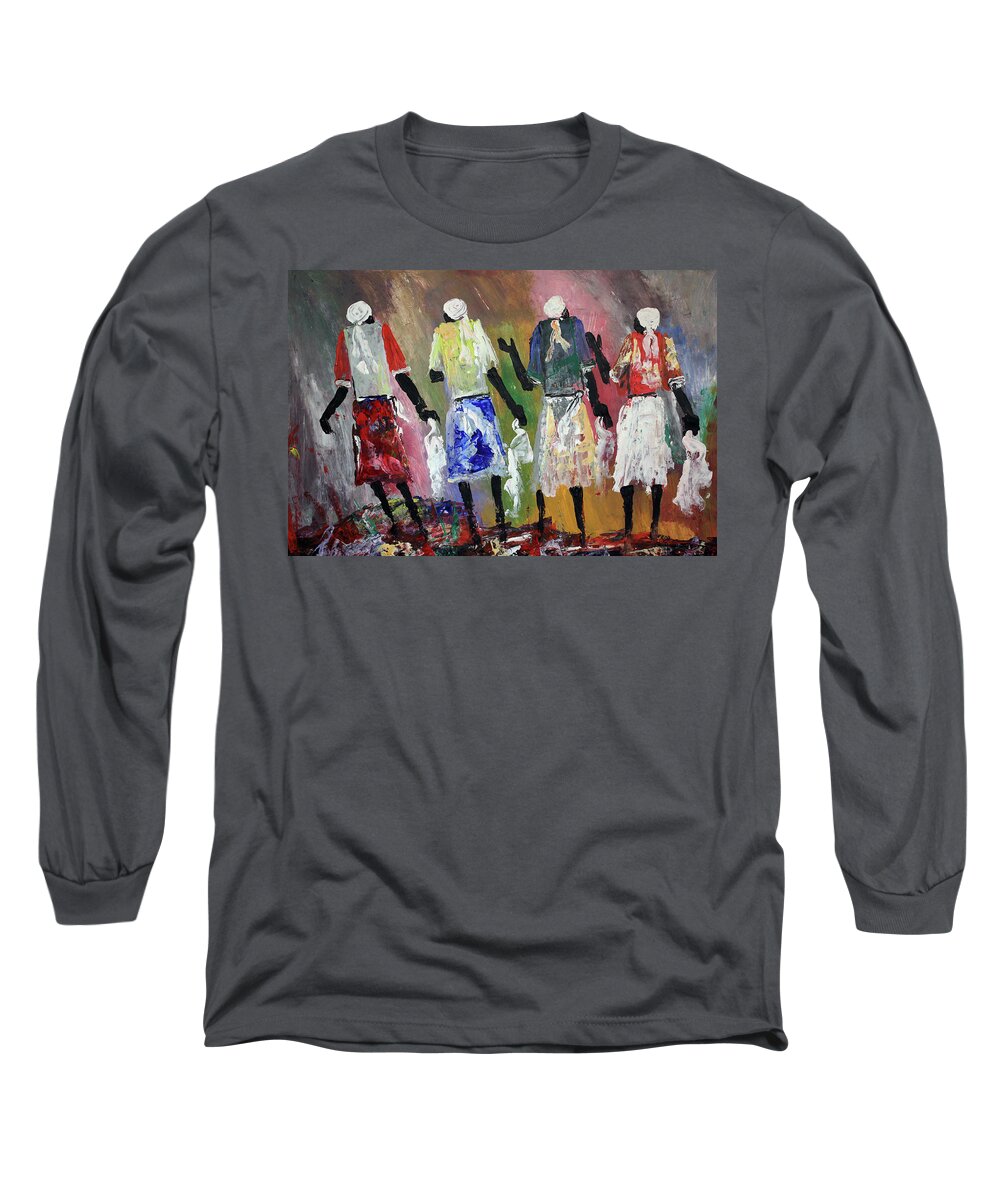 Peter Sibeko Long Sleeve T-Shirt featuring the painting Talks Of Peace by Peter Sibeko