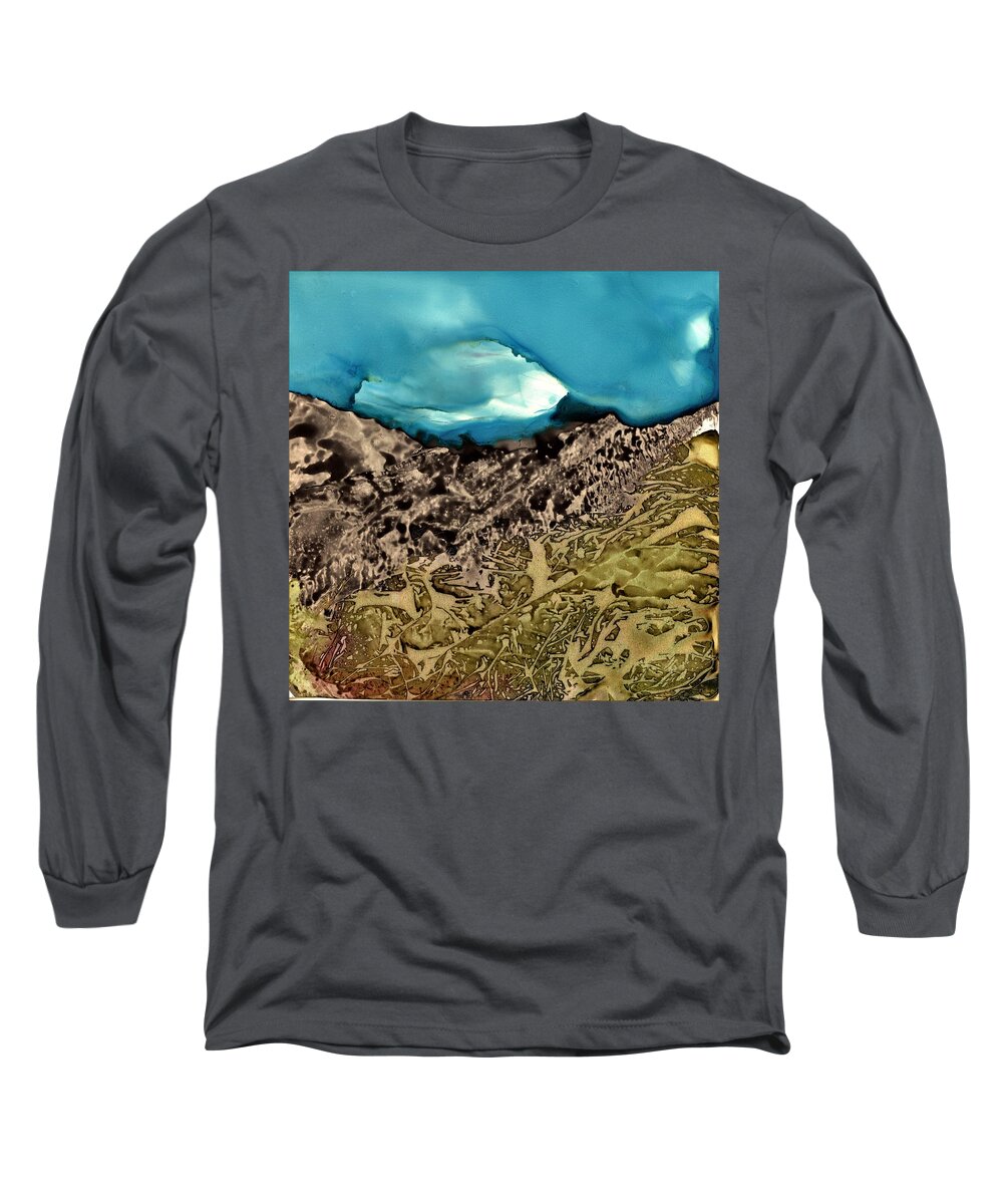 Fantasy Long Sleeve T-Shirt featuring the painting Textures of New Mexico by Angela Marinari