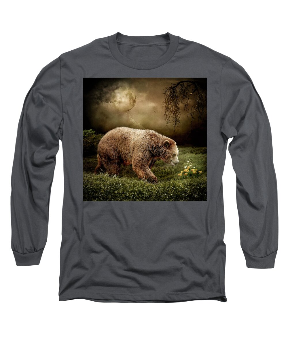 Grizzly Bear Long Sleeve T-Shirt featuring the digital art The Bear by Maggy Pease
