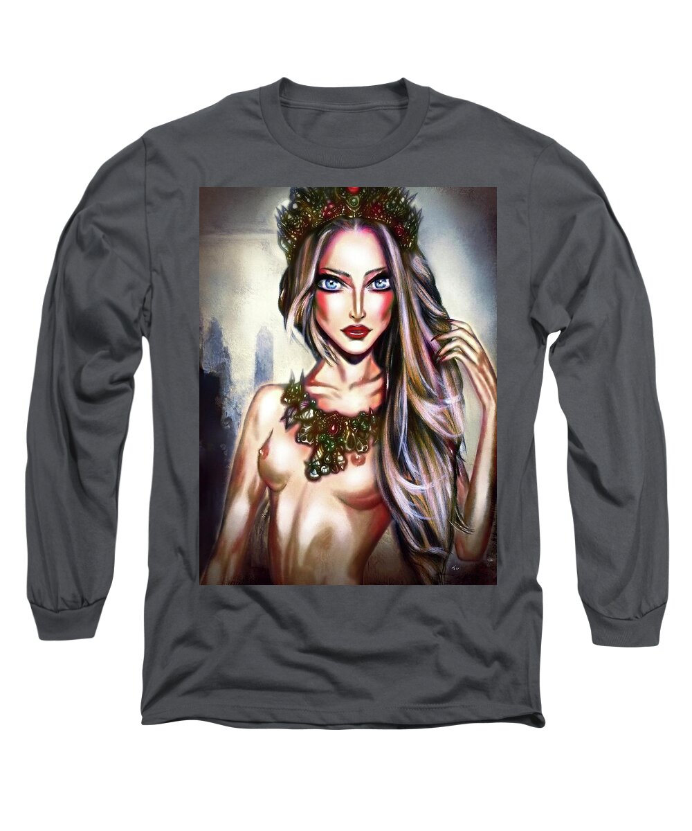 Blue Long Sleeve T-Shirt featuring the painting The Birth of Venus Painting by Tiago Azevedo Pop Surrealism Art by Tiago Azevedo